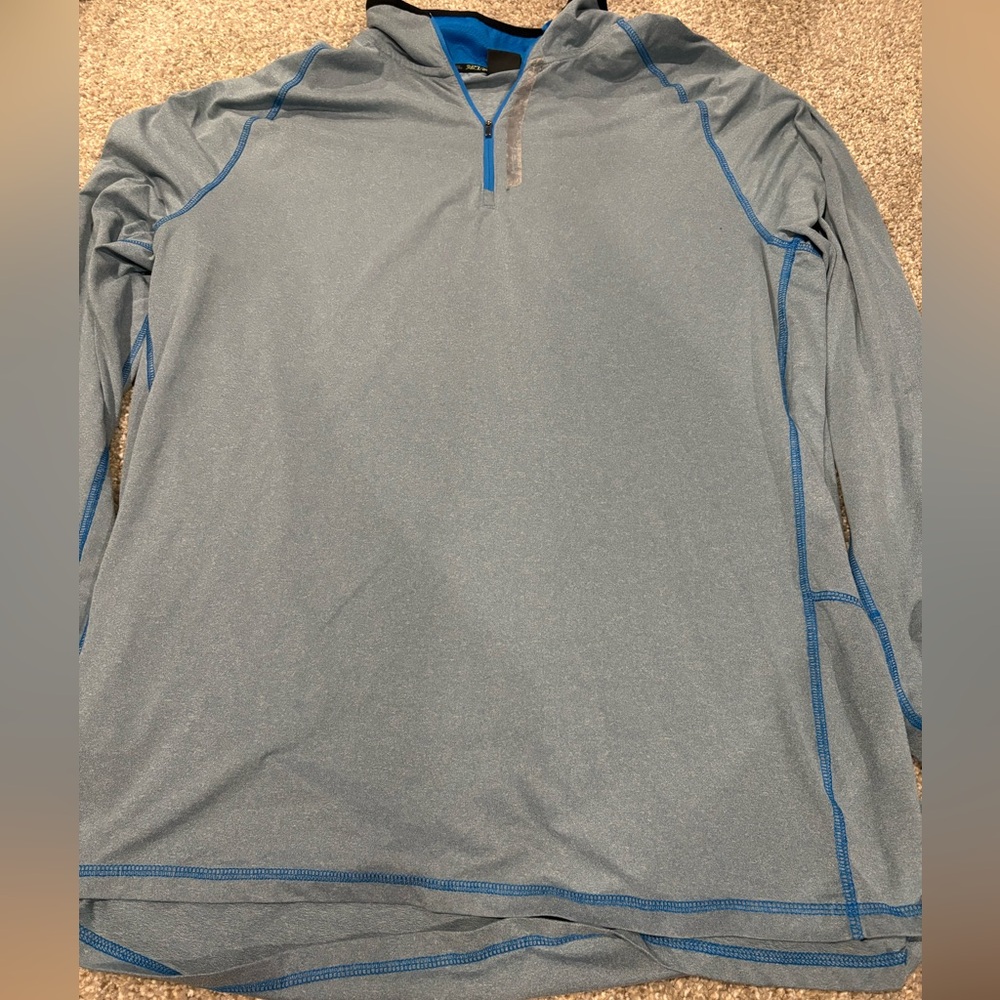 Hind Light Blue Athletic Quarter-Zip Pullover with Blue Stitching